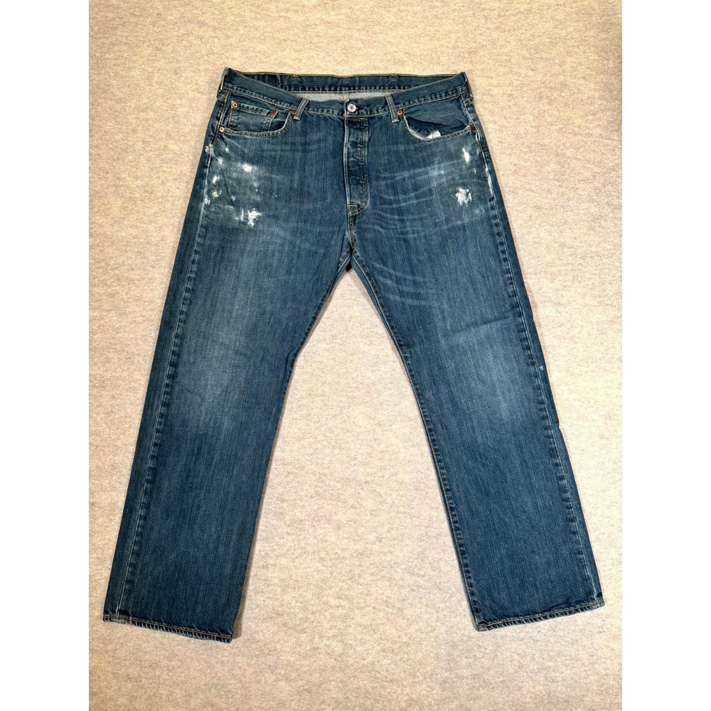 Levis 501 Original Jeans Men 38x30 Blue Medium Wash Whiskered Denim Straight Leg